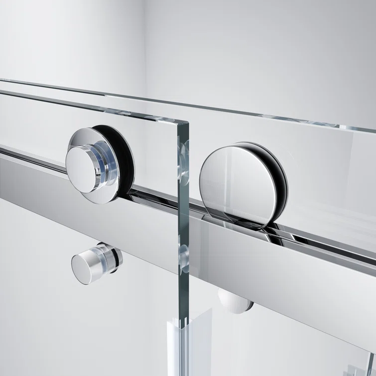 D1 -56 to 61 in. W x 84 in. H Double Sliding Frameless Shower Door, Nano Coating 3/8 in. Clear Glass