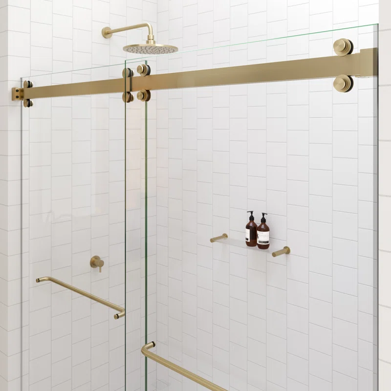 D2KD-73 Stainless Steel Deluxe 180 Degree Cambridge Series Two Door Bypass Sliding Shower Door System