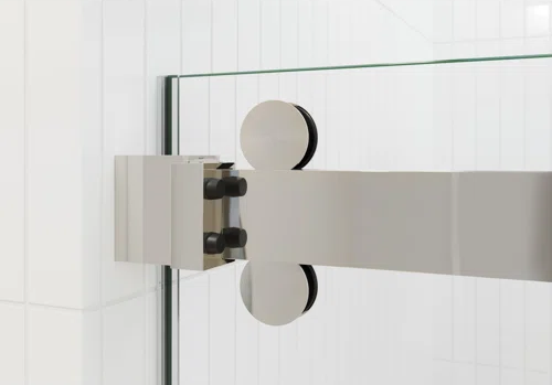 D2 -46 to 49 in. W x 78 in. H Frameless Double Sliding Door with Nano Coating 3/8 in. Clear Glass