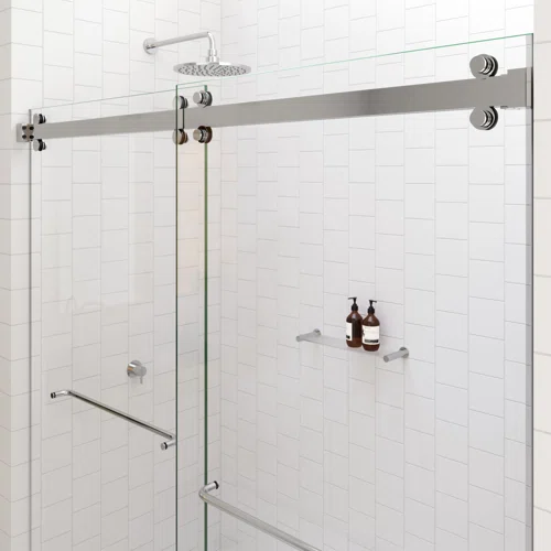 D2KD-73 Stainless Steel Deluxe 180 Degree Cambridge Series Two Door Bypass Sliding Shower Door System
