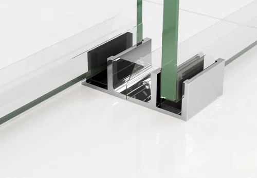 D2 -46 to 49 in. W x 78 in. H Frameless Double Sliding Door with Nano Coating 3/8 in. Clear Glass
