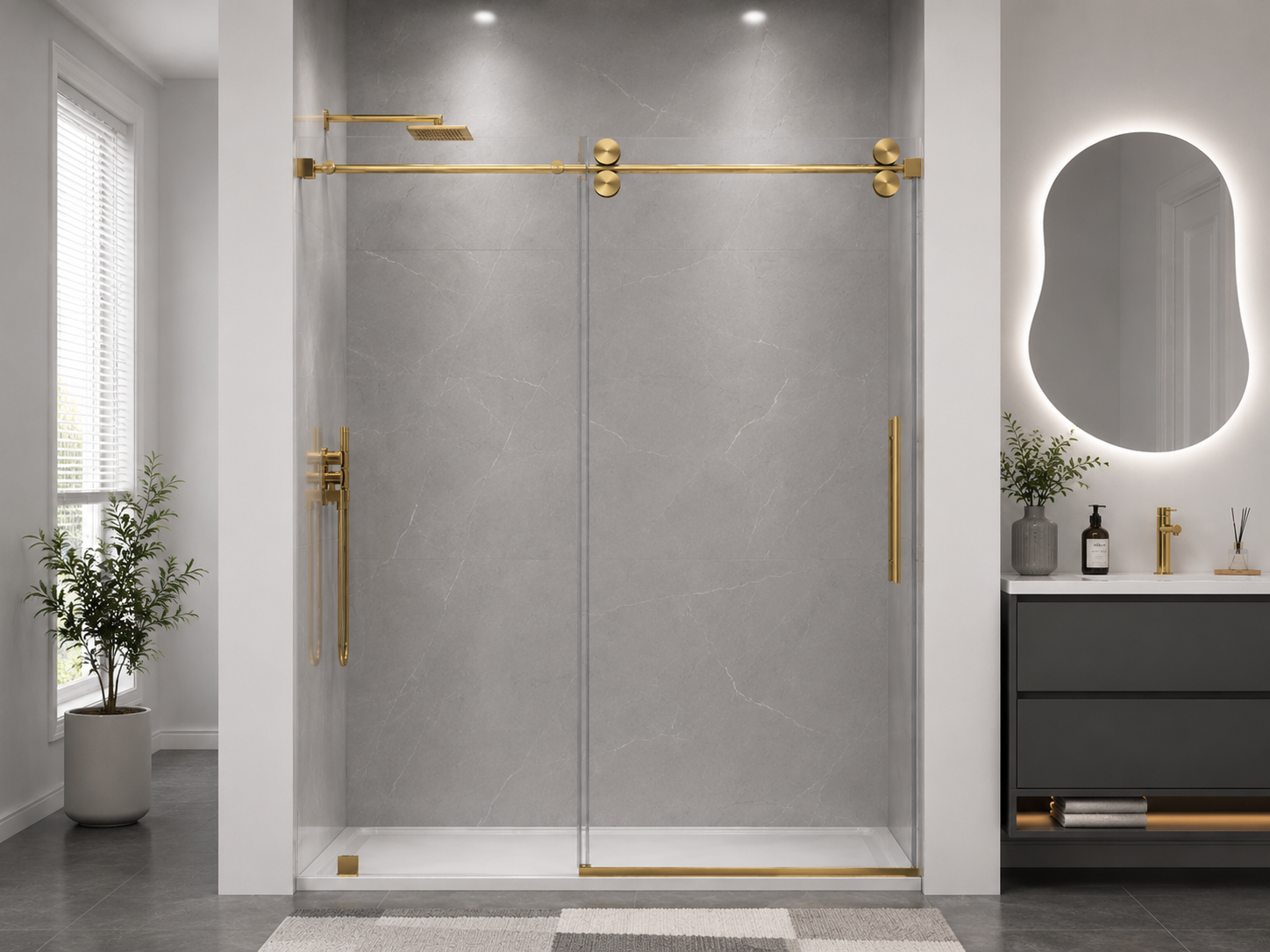 D4 -42 to 46 in. W x 78 in. H Frameless Single Sliding Door with Nano Coating 3/8 in. Clear Glass
