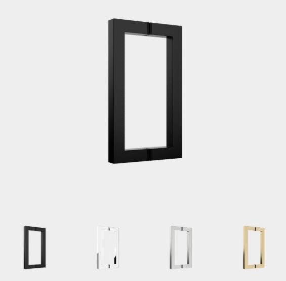 HSQ8X8SS: Stainless steel square door pull, 8" CTC, back to back mount.