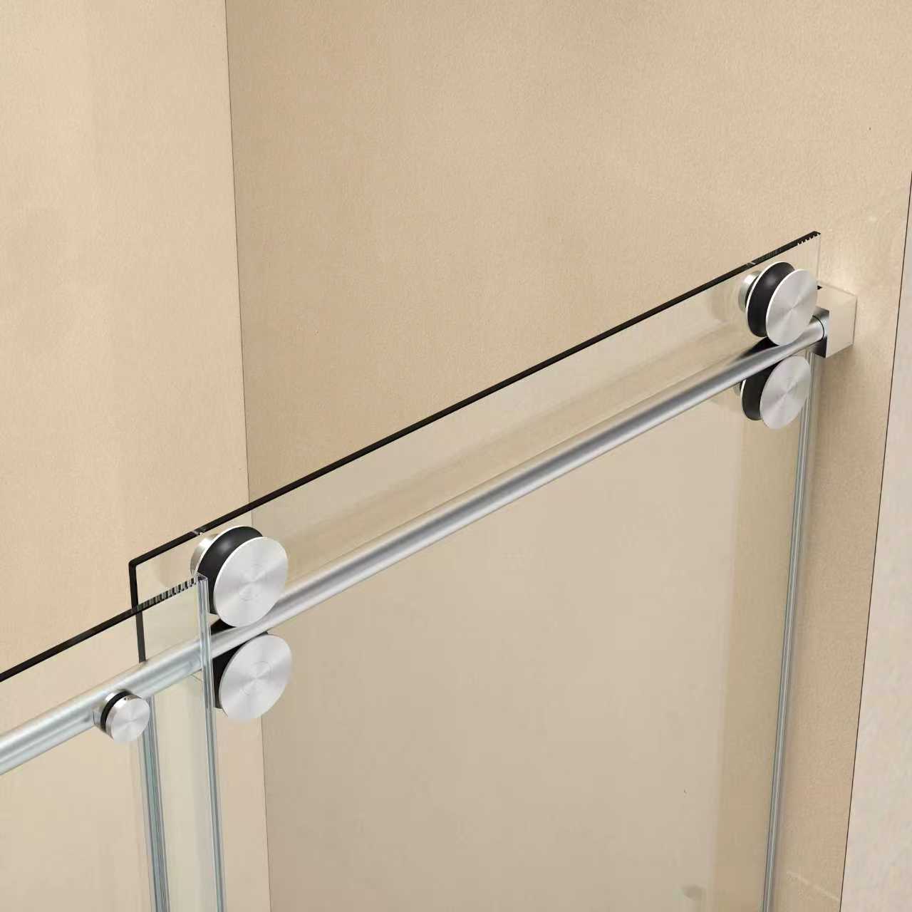 D4 -56 to 60 in. W x 66 in. H Frameless Double Sliding Bathtub Door with Nano Coating 3/8 in. Clear Glass