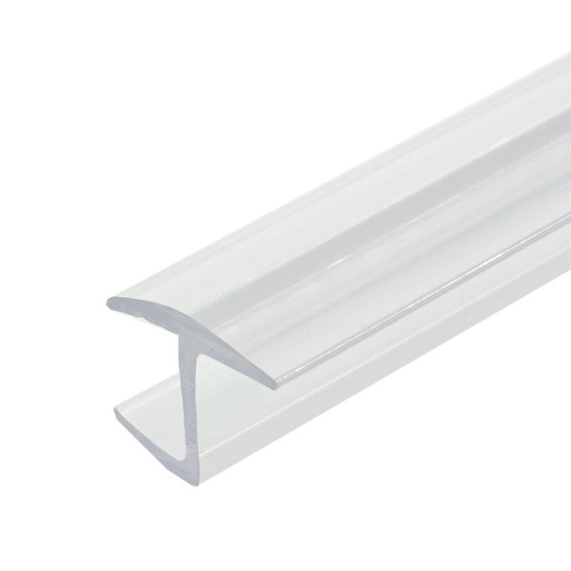 PCC120: Polycarbonate "H" jamb with hard leg for 180 degree. For 1/2" Glass. 95" length.