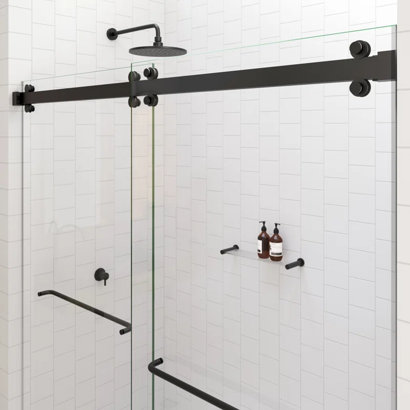 D2KD-73 Stainless Steel Deluxe 180 Degree Cambridge Series Two Door Bypass Sliding Shower Door System