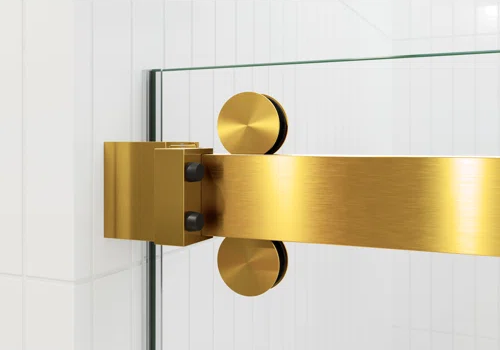 D2 -46 to 49 in. W x 78 in. H Frameless Double Sliding Door with Nano Coating 3/8 in. Clear Glass