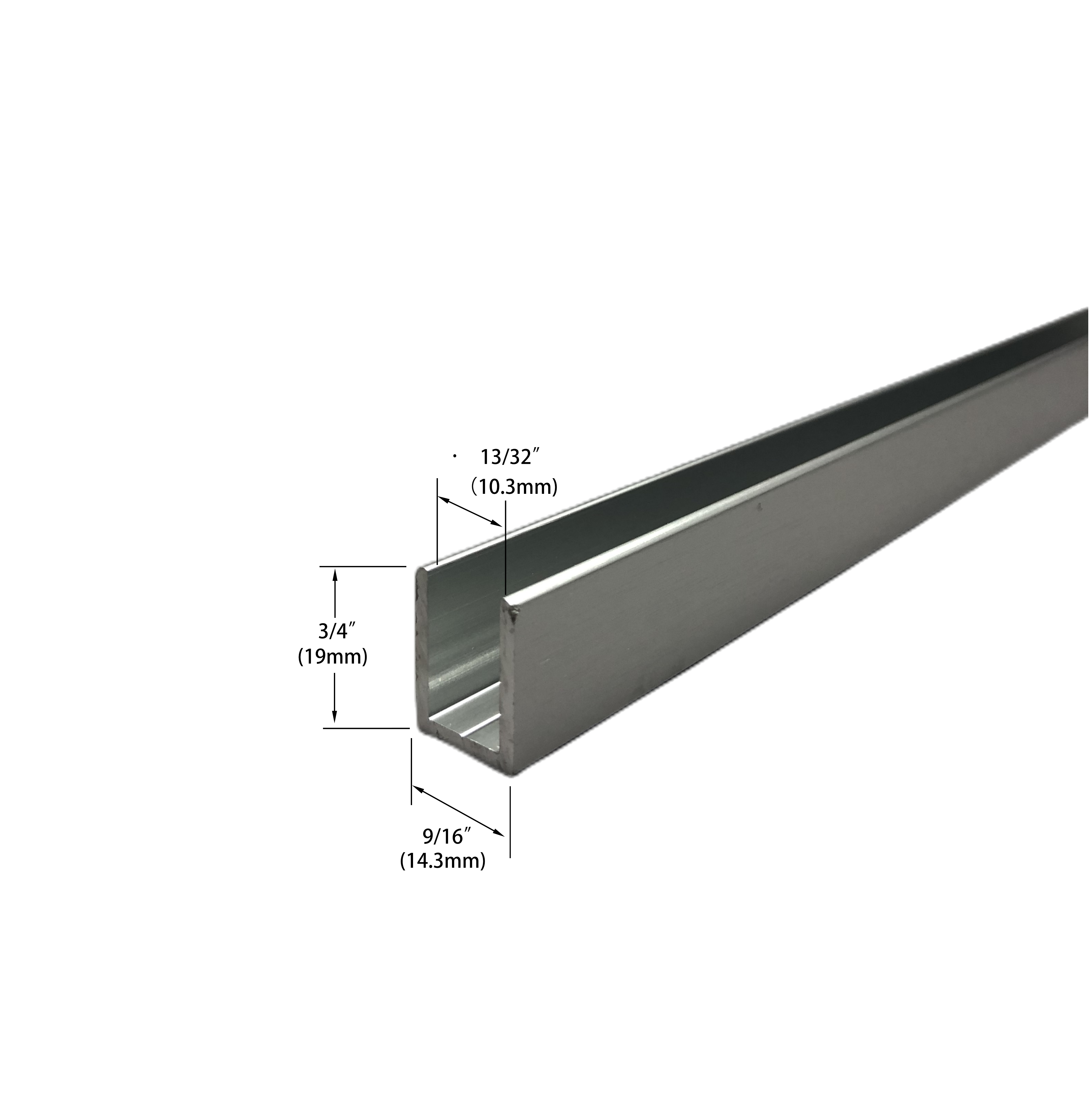 UCN-3/8-120 : 3/4" (19 mm) high profile Deep U-Channel, Fit for 3/8" Glass.