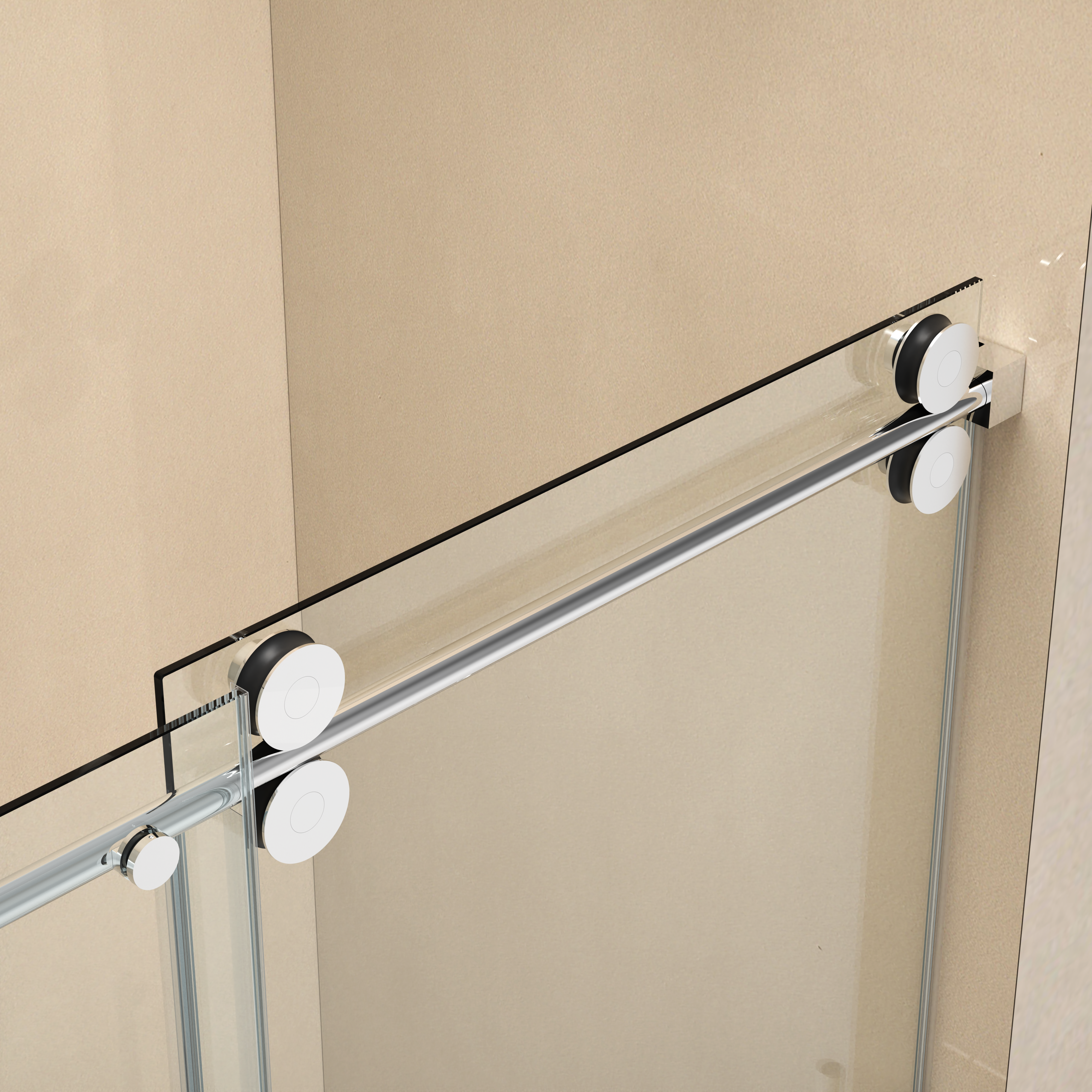 D4 -56 to 60 in. W x 66 in. H Frameless Double Sliding Bathtub Door with Nano Coating 3/8 in. Clear Glass