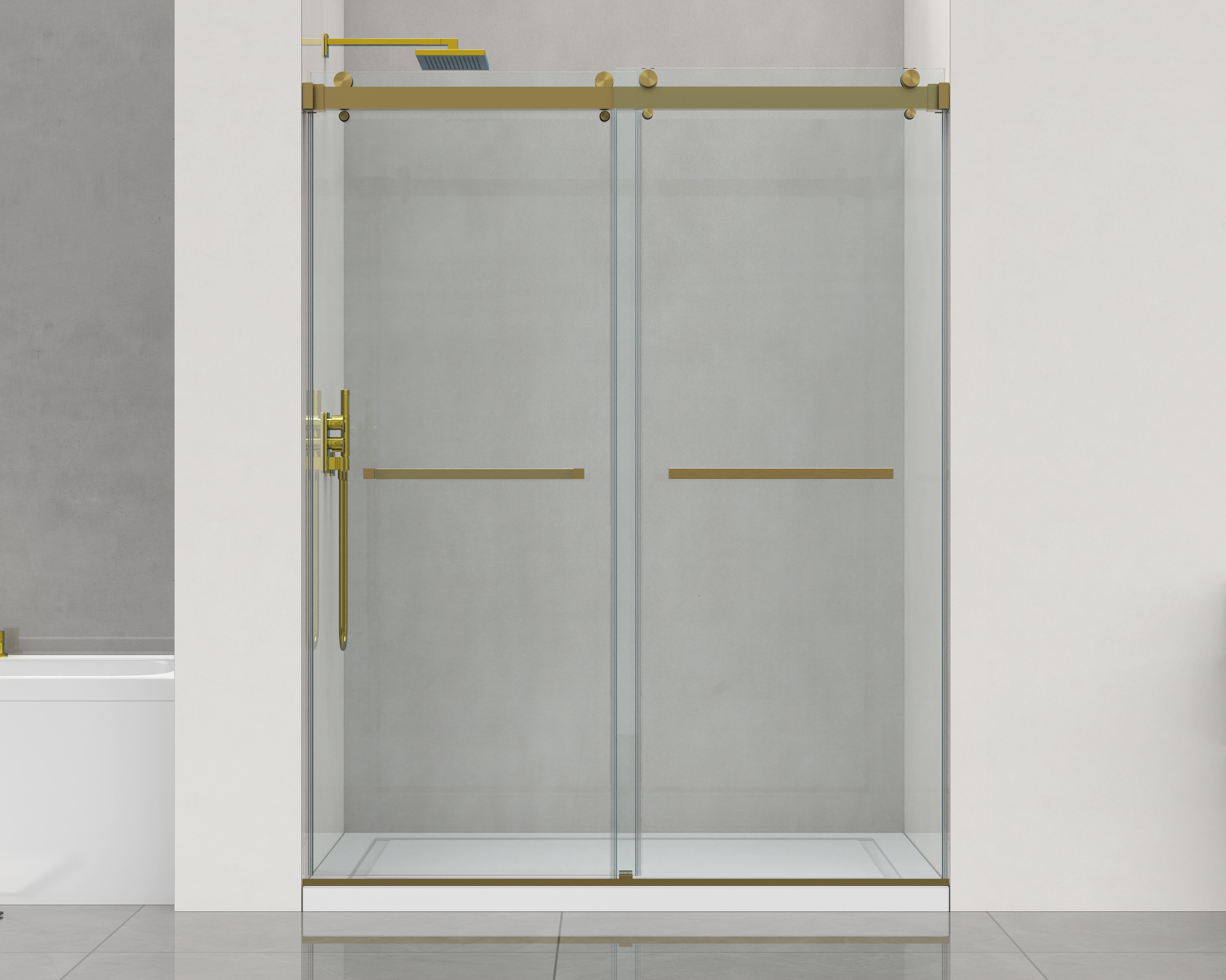 D1 -46 to 49in. W x 78 in. H Double Sliding Frameless Shower Door, Nano Coating 3/8 in. Clear Glass