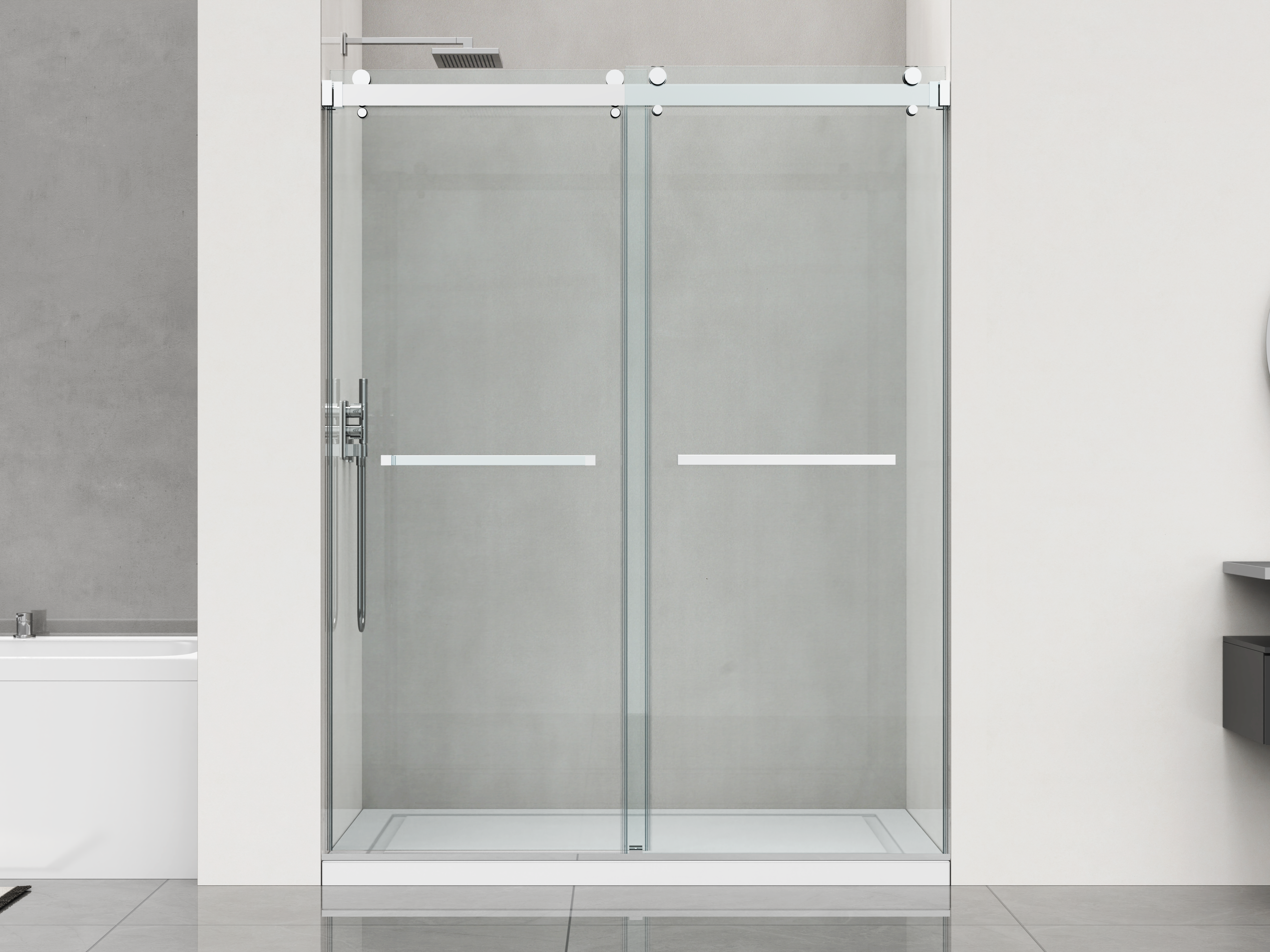 D1 -46 to 49in. W x 78 in. H Double Sliding Frameless Shower Door, Nano Coating 3/8 in. Clear Glass