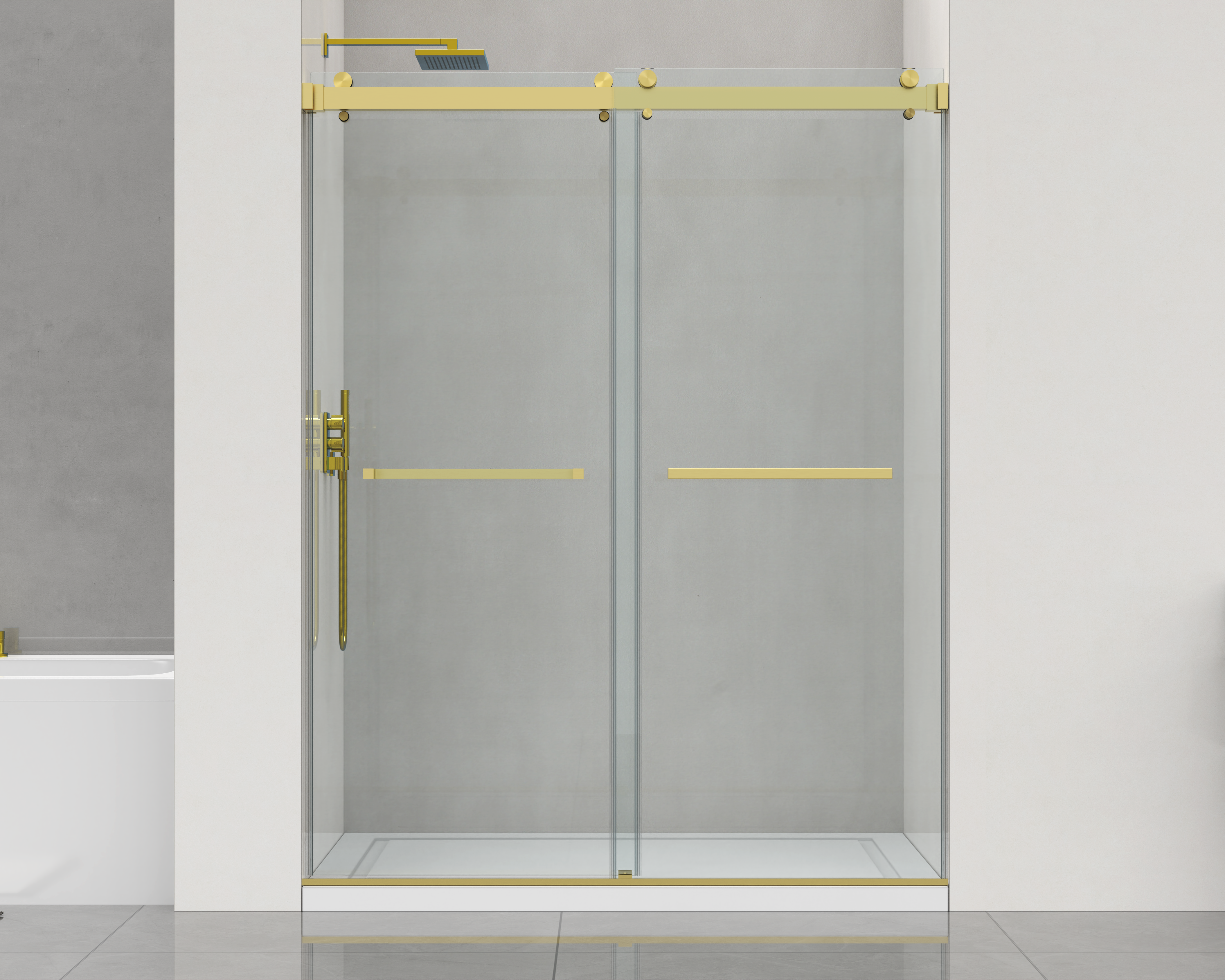D1 -46 to 49in. W x 78 in. H Double Sliding Frameless Shower Door, Nano Coating 3/8 in. Clear Glass