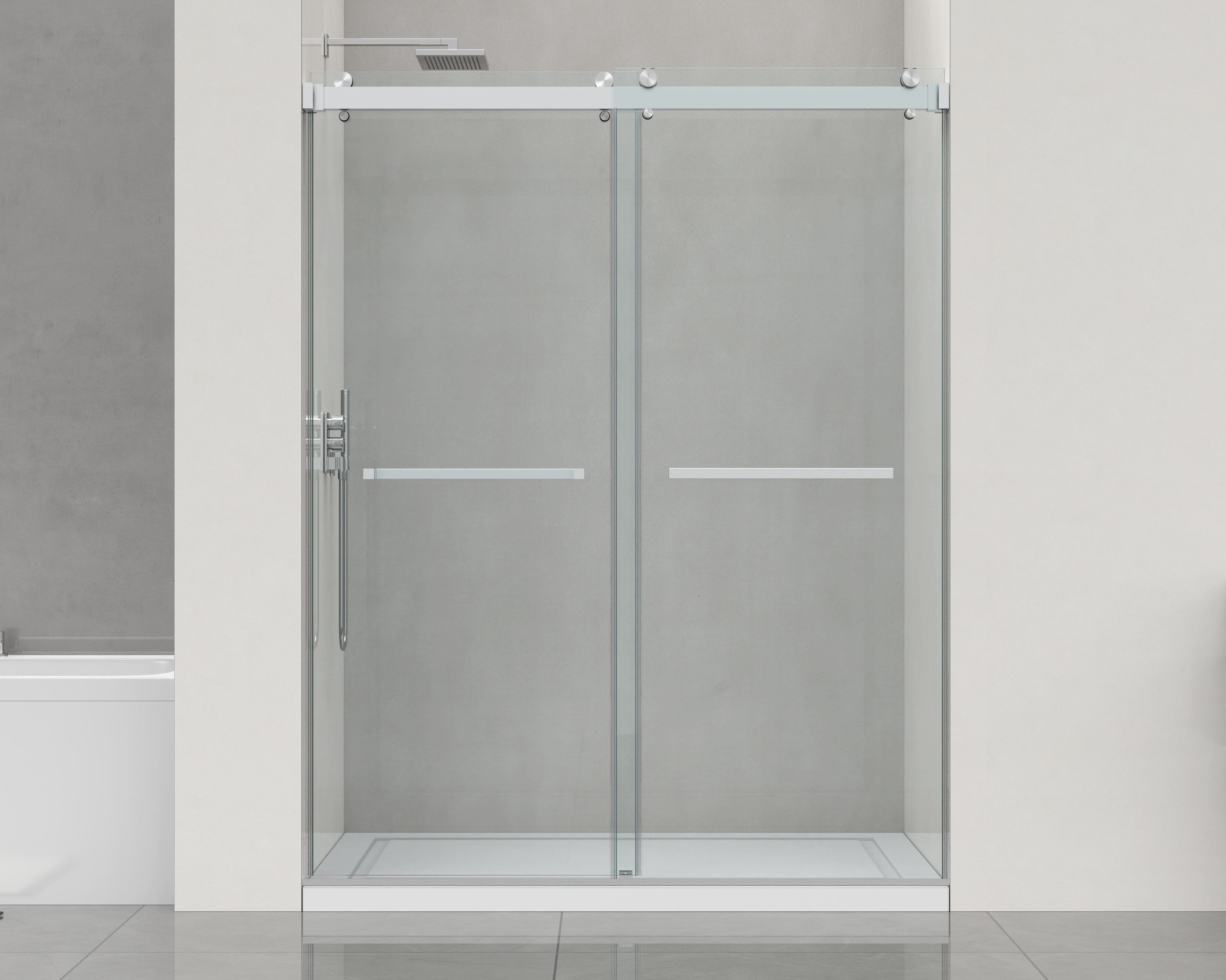 D1 -46 to 49in. W x 78 in. H Double Sliding Frameless Shower Door, Nano Coating 3/8 in. Clear Glass