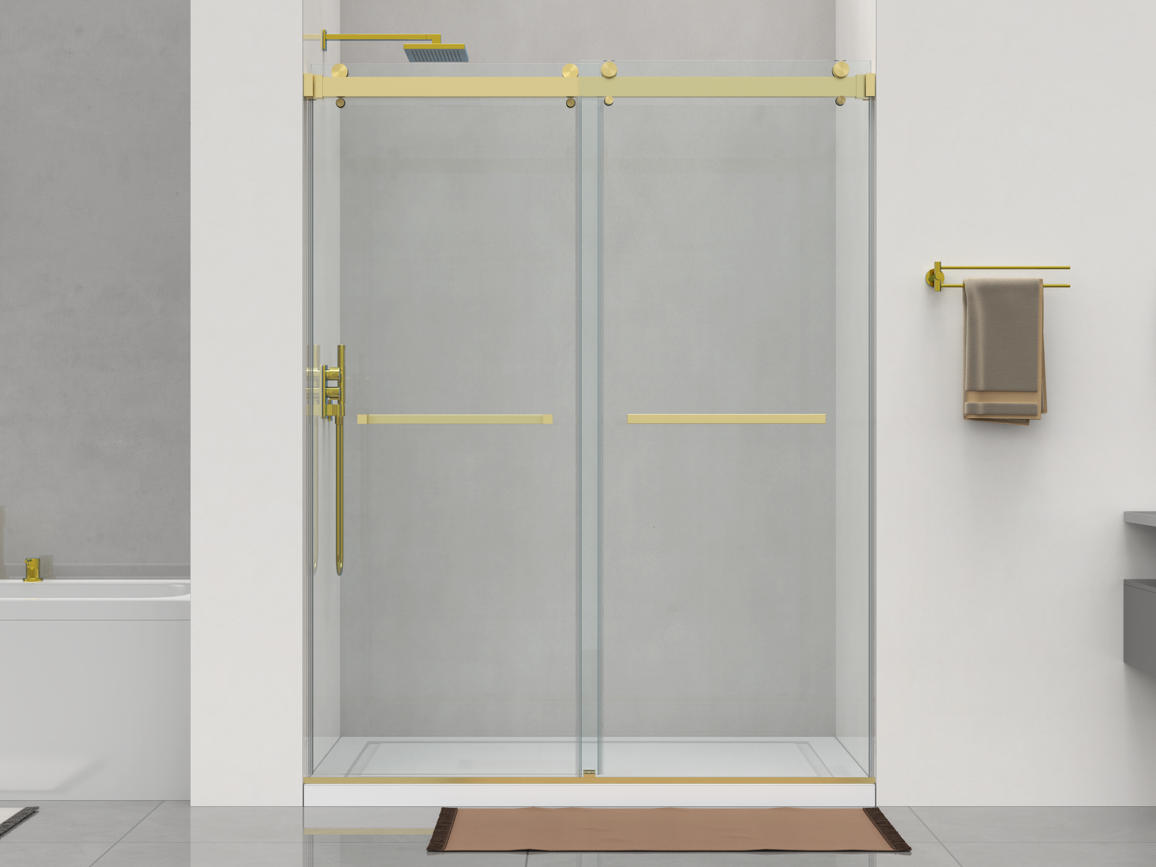 D1 -42 to 46in. W x 78 in. H Double Sliding Frameless Shower Door, Nano Coating 3/8 in. Clear Glass