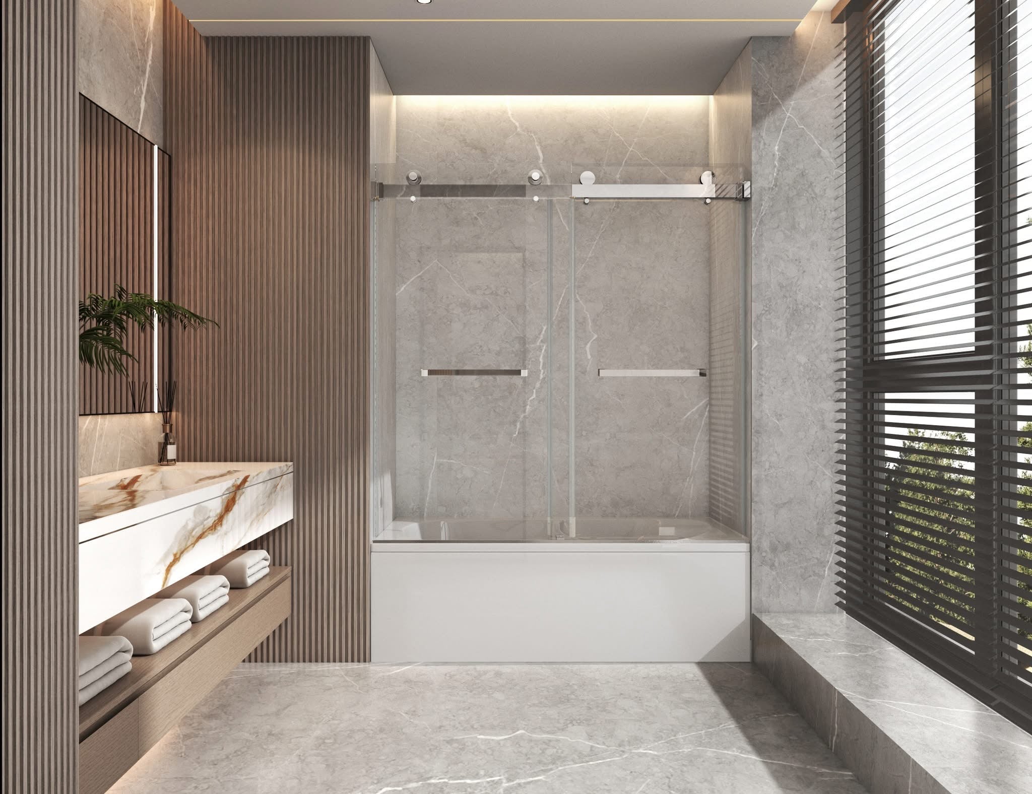 D-1 DOUBLE SLIDING 66' Height Bath Tub