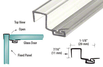 GP090SJ-98 'U' Seal Polycarbonate Strike with Leg and Insert at 90 Degrees for 3/8" Glass